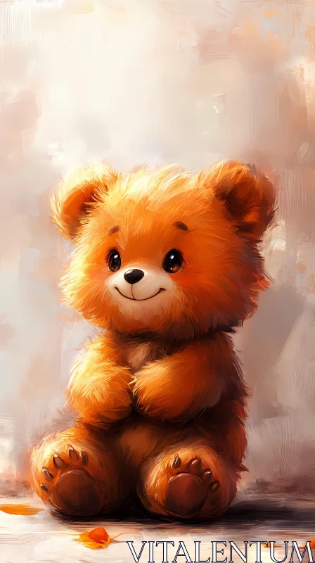 Adorable Fluffy Teddy Bear Art AI Image