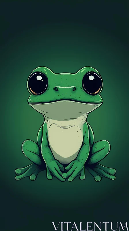 Whimsical Green Frog Cartoon AI Image