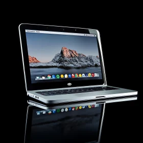 Sleek Laptop Displaying Mountain Scenery