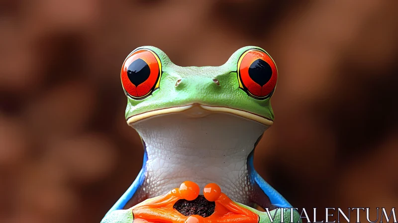 Striking Close-Up of a Vibrant Frog AI Image