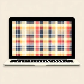 Vibrant Plaid Design on Laptop Screen