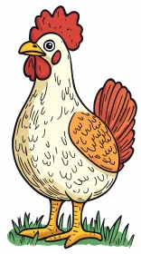 Comic Farm Chicken Drawing