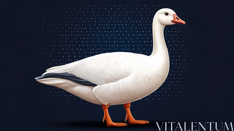 White Goose Art with Dotted Background AI Image