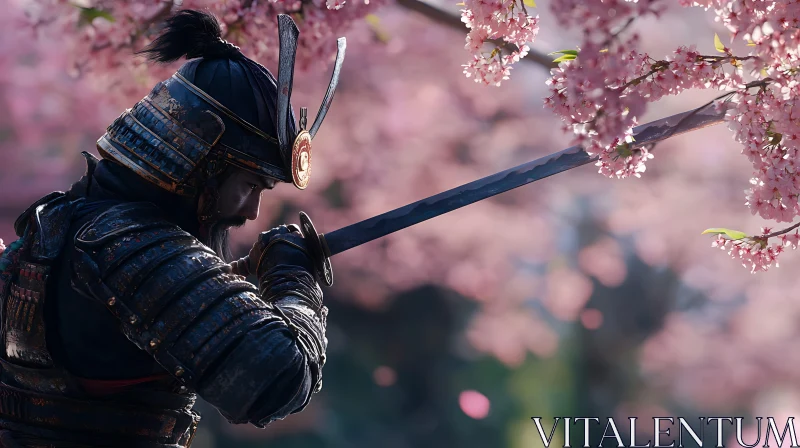 AI ART Warrior in Bloom: A Samurai's Resolve