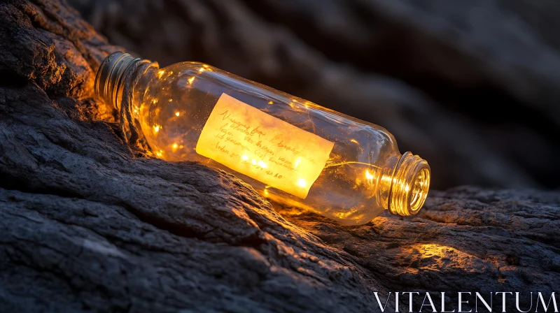 AI ART Luminous Bottle with a Secret Note