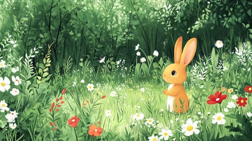 Enchanting Meadow Rabbit Illustration
