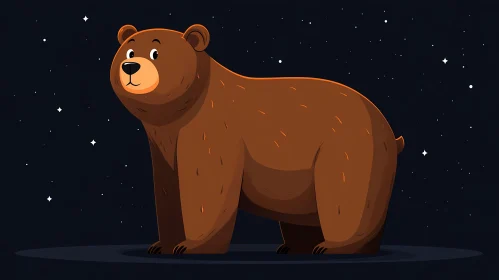 Bear in Starry Night Illustration