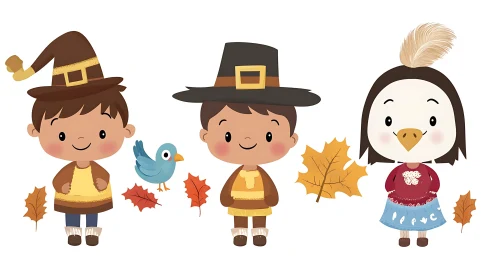 Festive Thanksgiving Cartoon Illustration