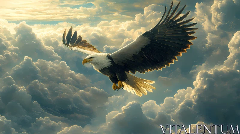 AI ART Eagle in Sunlit Clouds