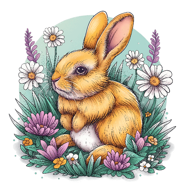 POD Design Adorable Bunny with Flowers Design