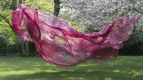 Translucent Pink Fabric in Natural Surroundings