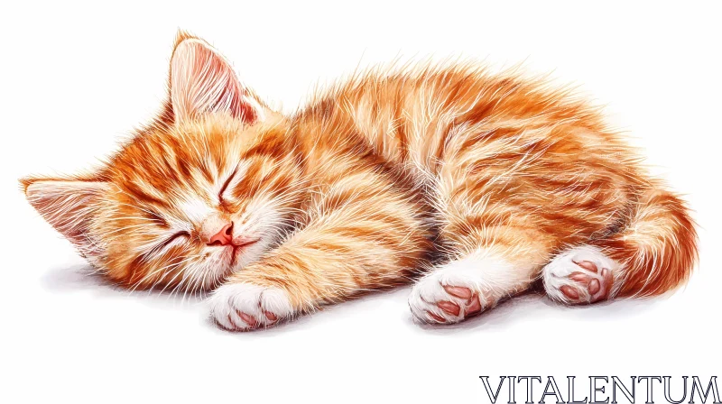 Charming Ginger Kitten Resting AI Image