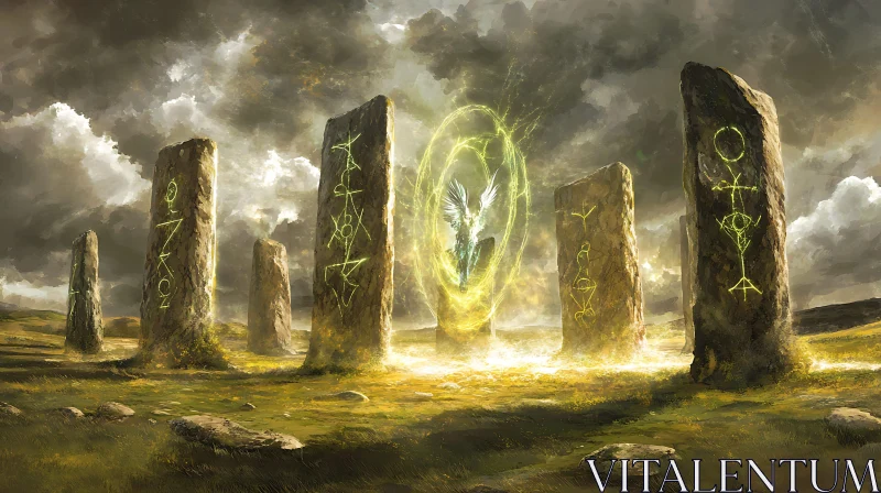 AI ART Runic Stones with Magical Portal