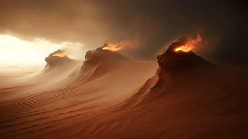 Ethereal Flames atop Desert Dunes