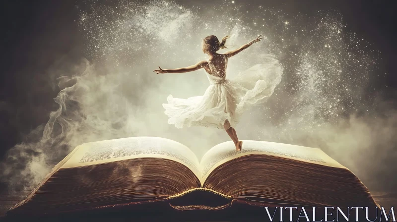 Fantasy Ballet Scene with Open Book AI Image