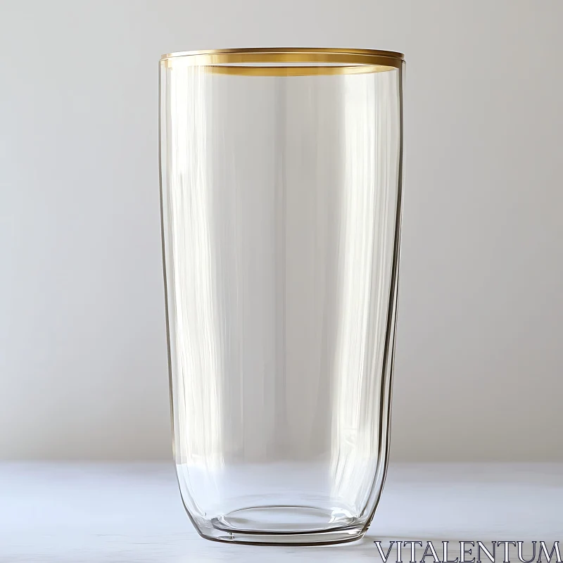 Tall Clear Glass with Golden Edge AI Image