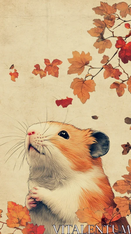 Hamster in Fall Scene AI Image