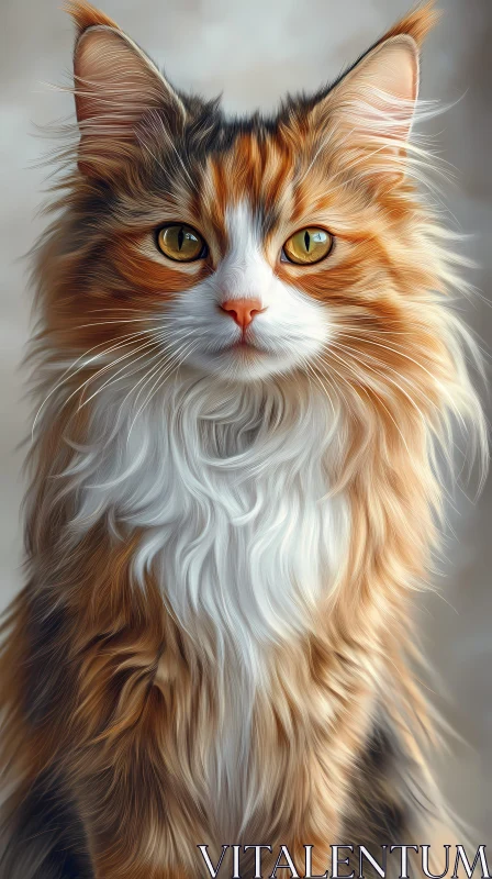 Artistic Feline with Golden Eyes AI Image