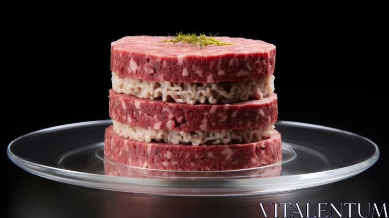 Exquisite Stacked Meat Dish | Artistic Culinary Creation AI Image