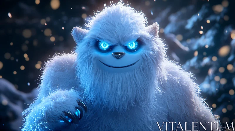 AI ART Cartoon Yeti in Winter Wonderland