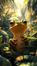 Jungle Frog Among Greenery