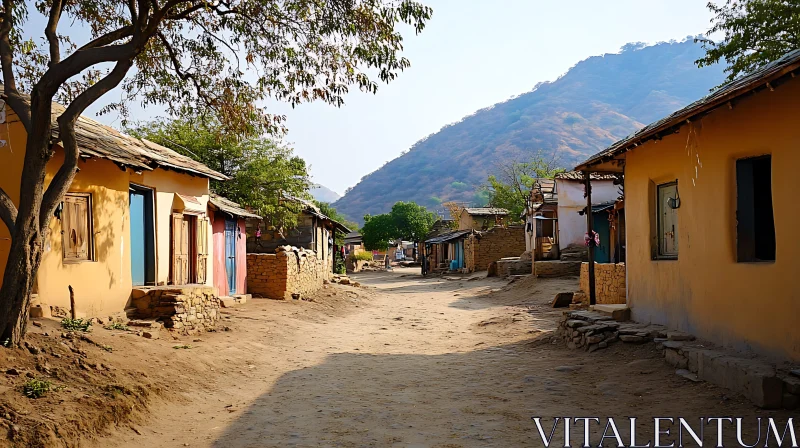 Rural Houses in a Mountain Village AI Image