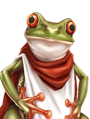 POD Design Green Frog T-Shirt with Red Scarf - Nature & Whimsy