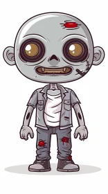 Grey-Shirted Cartoon Zombie with Outstretched Arms