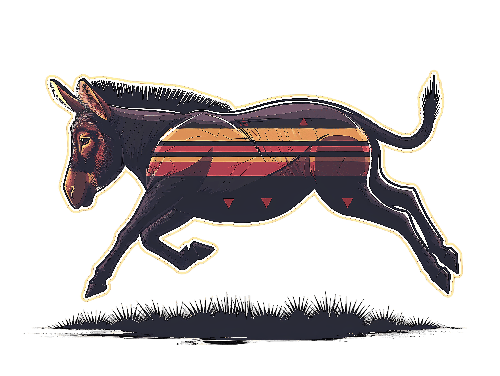 Running Donkey Vector Art on Transparent Background