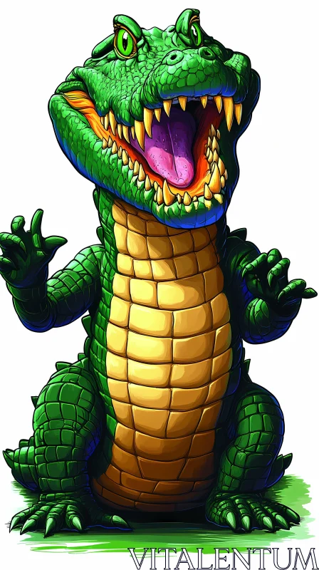 Cheerful Cartoon Crocodile Artwork AI Image