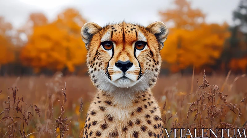 AI ART Cheetah Amongst Autumn Trees