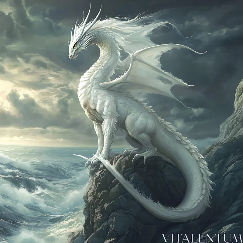 AI ART Dragon on Cliff, Fantasy Art