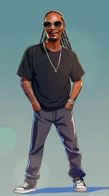 Stylish Digital Illustration of Snoop Dogg