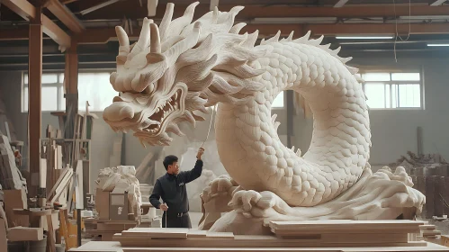 Hand-Carved Dragon Art Piece