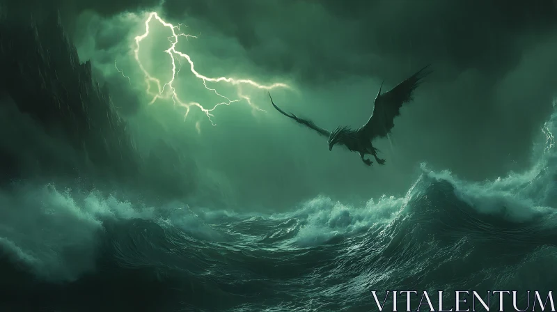 Dragon in a Thunderstorm AI Image