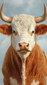 Nature Portrait of Horned Cow