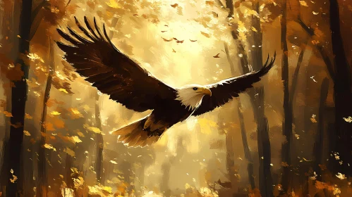 Majestic Eagle in Golden Woodland