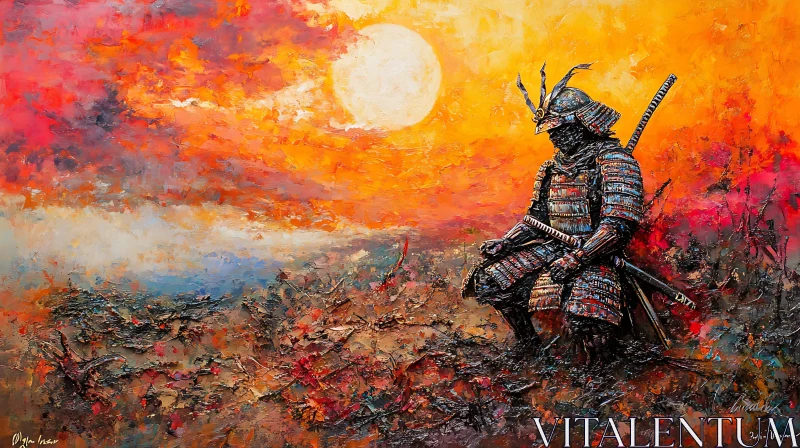 AI ART Warrior in Sunset