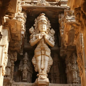 Stone Sculpture in Ancient Temple Setting