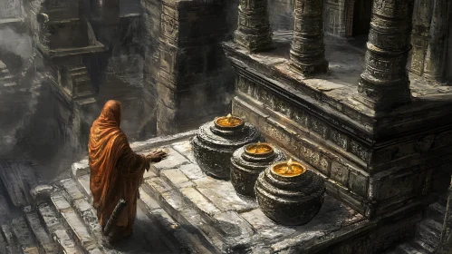 Monk at the Ancient Temple