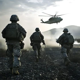Military Operation in Gray Landscape