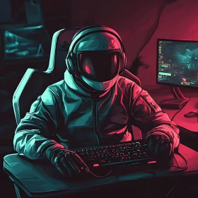 Neon Gaming Astronaut