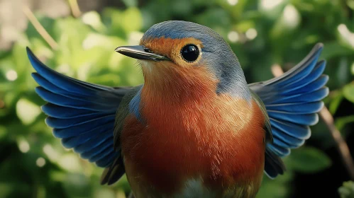 Close-Up of a Bird with Blue Wings