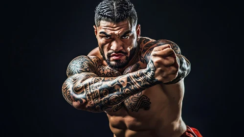 Muscular Man with Tattoos Portrait