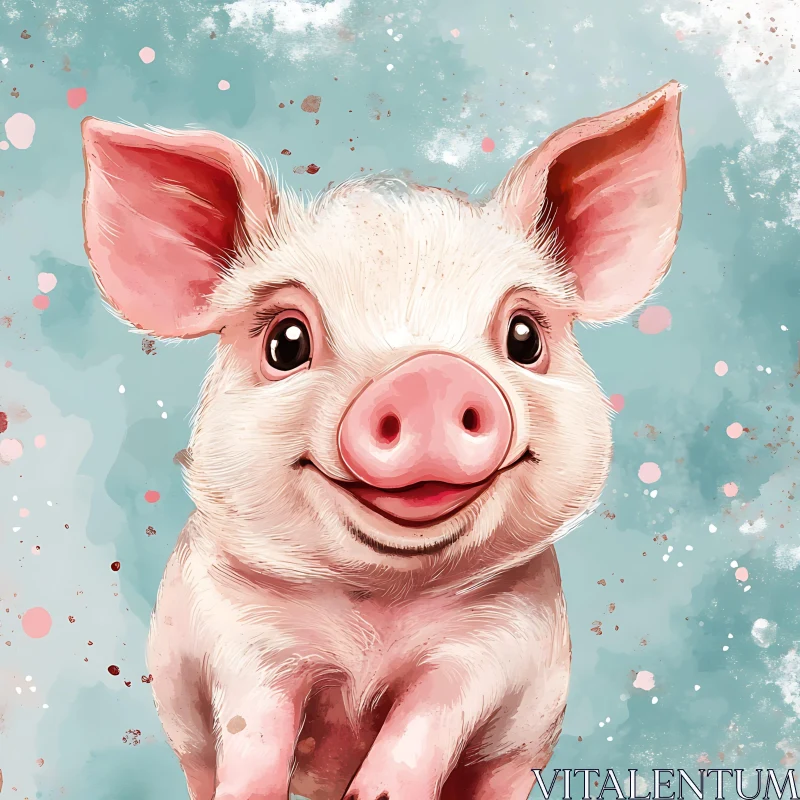 Charming Piglet Art in Abstract Background AI Image