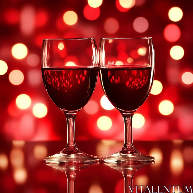 AI ART Two Wine Glasses with Red Wine