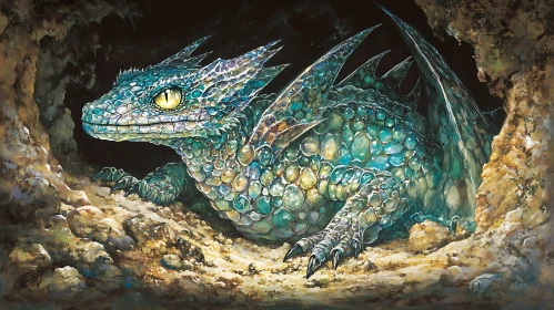 Dragon Resting in Cave