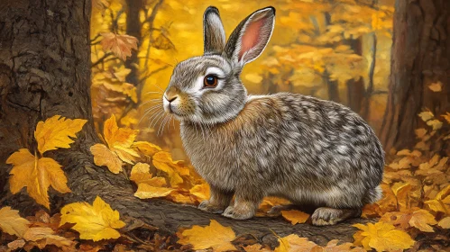 Rabbit Amidst Golden Leaves