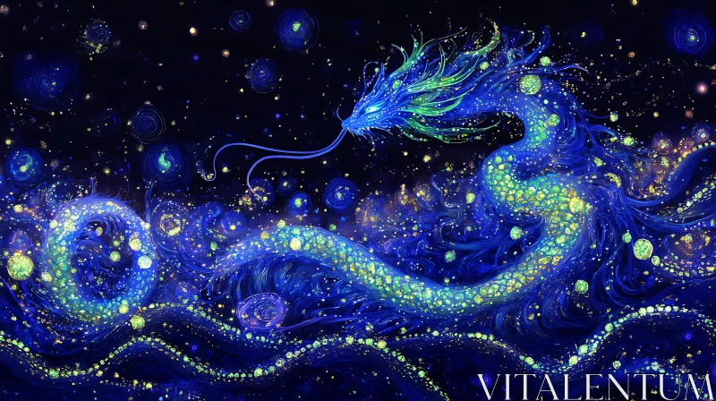 AI ART Cosmic Serpent in Night Sky