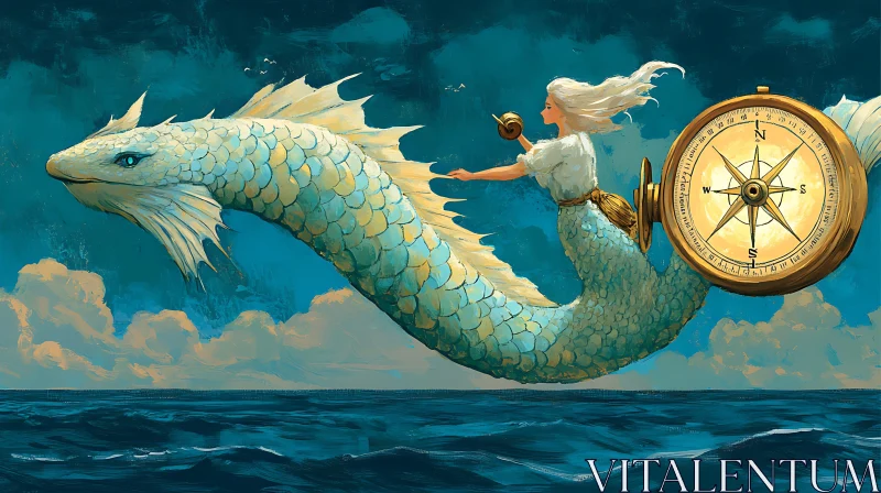 AI ART Ocean Fantasy: Mermaid and Sea Serpent